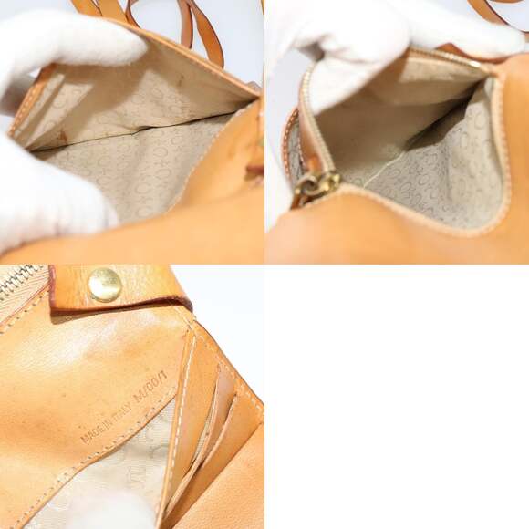 CELINE C Macadam Canvas Shoulder Bag Leather Brown Gold - Picture 12 of 12